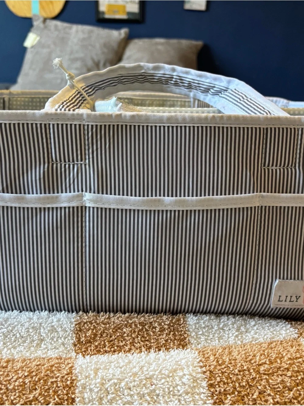 Lily Miles Striped Fabric Diaper Caddy